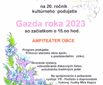 Aktuality / Pozvánka na tradičné podujatie Gazda roka 2023. - foto