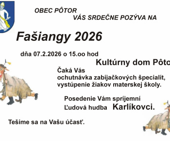 Aktuality / POZVÁNKA - Fašiangy 2026, 7.2.2026 o 15h, KD Pôtor. - foto