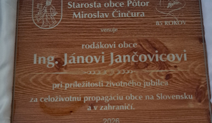 Slávnostné prijatie a udelenie čestného uznania Ing. Jánovi Jančovicovi.