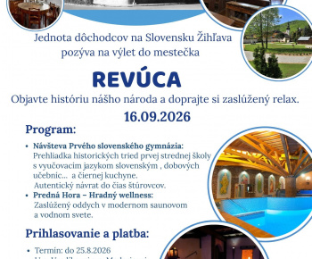Aktuality / JDS v žihľave organizuje výlet do Revúcej a okolia, 16.09.2026. - foto
