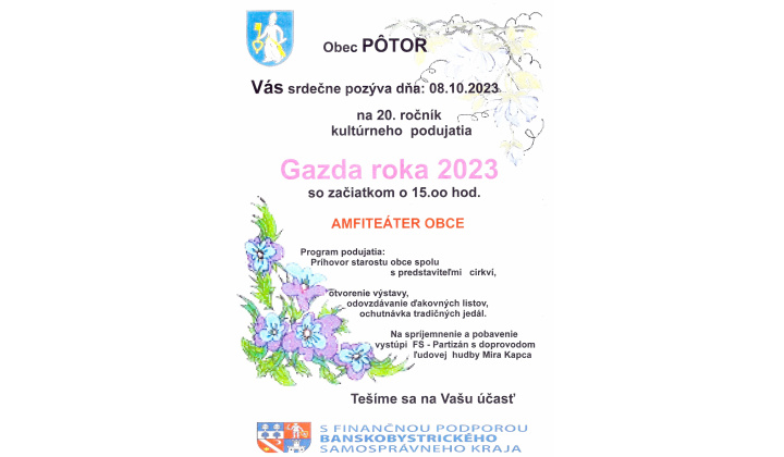Pozvánka na tradičné podujatie Gazda roka 2023.