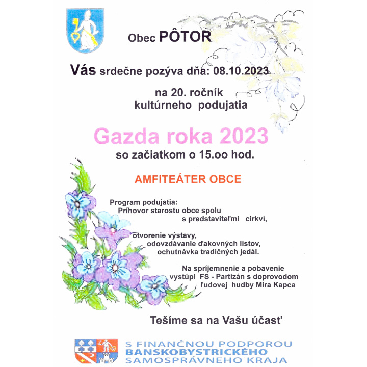 Pozvánka na tradičné podujatie Gazda roka 2023.